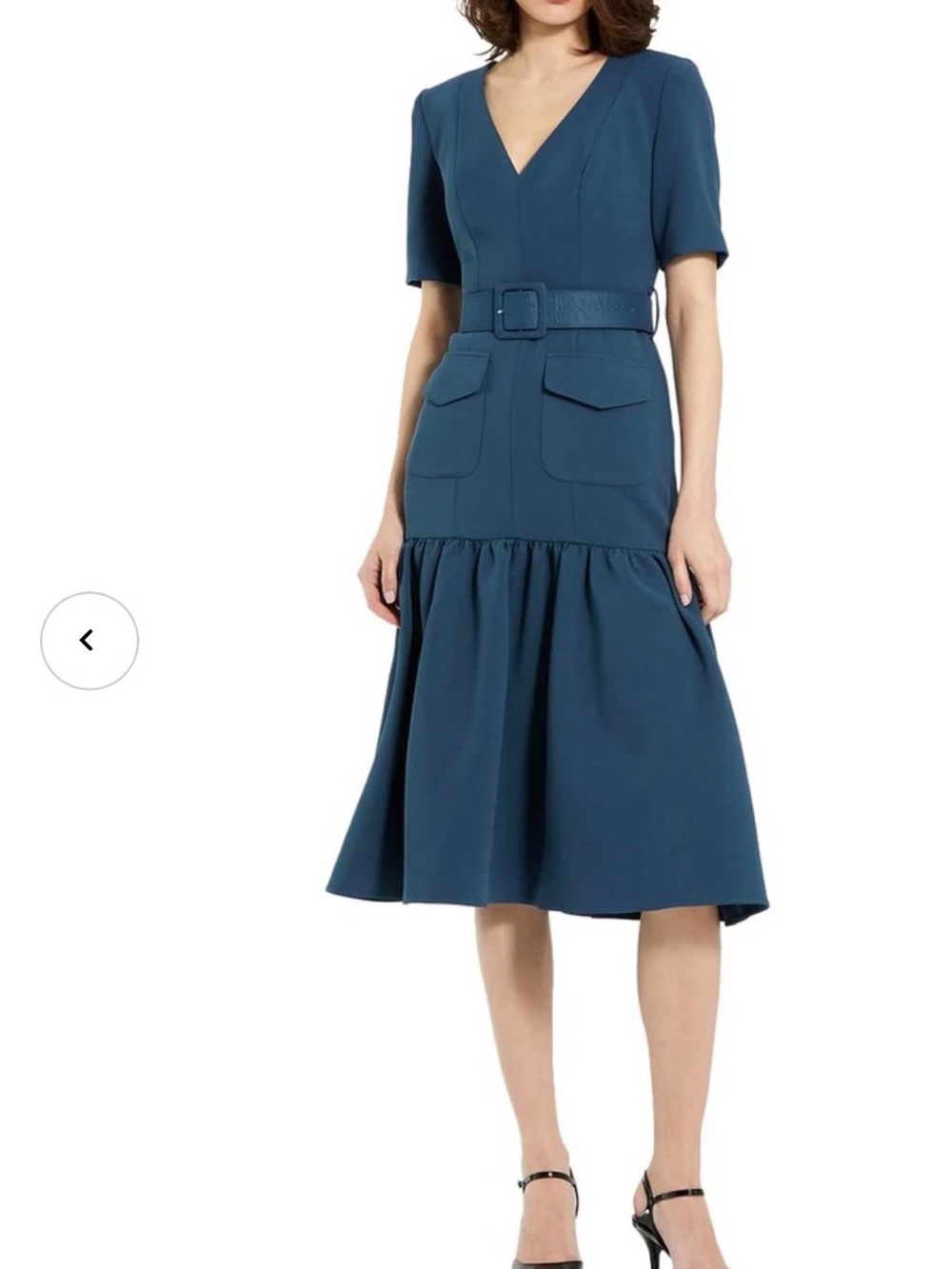 Mac Duggal Belted Crepe Midi Dress With Pockets Size 8 NWT $400